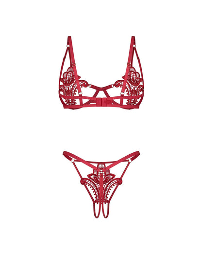 Komplet bielizny Luise Sublim Red otwarty Obsessive L/XL
