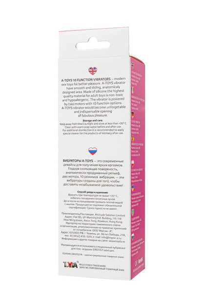 A-TOYS, Vibrator Nessy with Clitoral Stimulator, Silicone, Pink, 20 cm, 10 speeds, 2xAAA