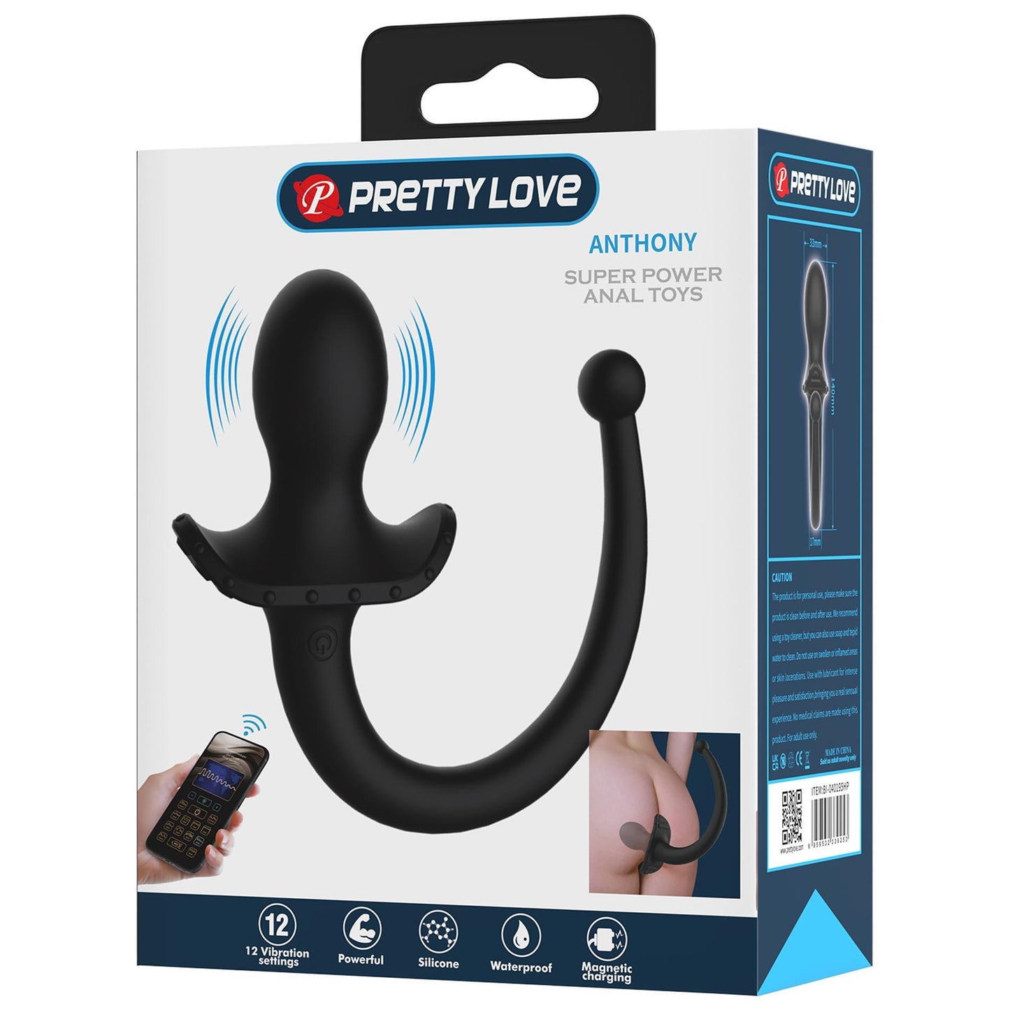 Wibrujący korek analny Pretty Love Anthony z aplikacją USB
