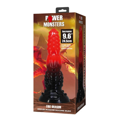 Dildo silikonowe pofalowane Power Monsters Fire Dragon 24.5 cm