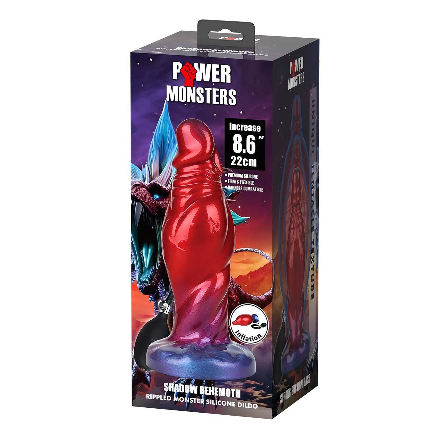 Dildo silikonowe nadmuchiwane monster Shadow Behemoth 22 cm Power