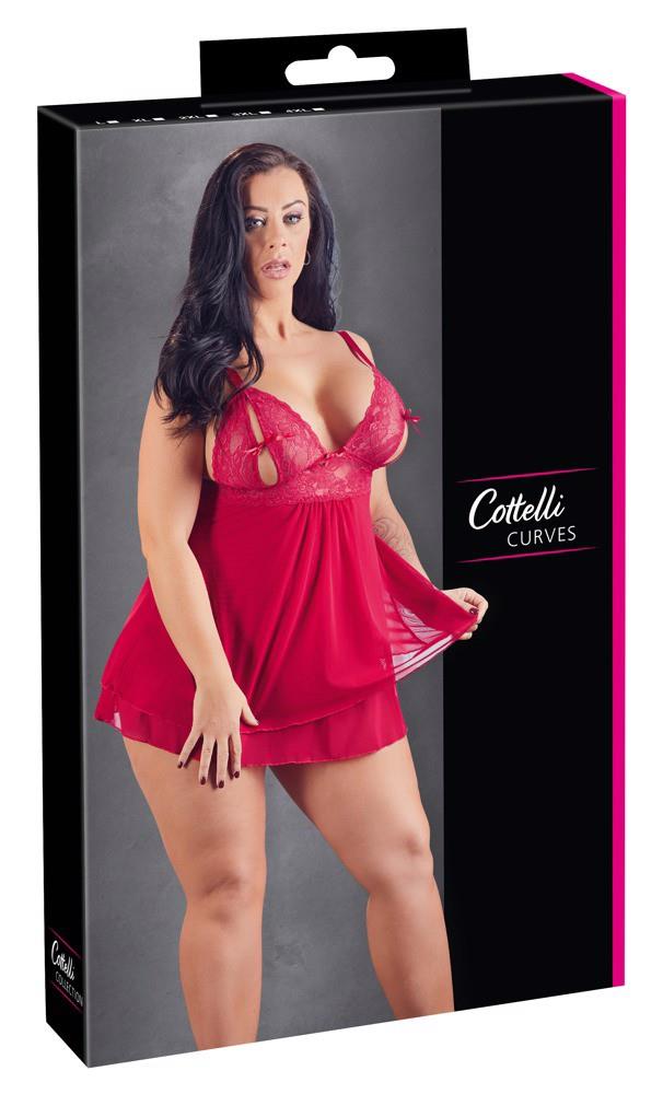 Babydoll Cottelli CURVES czerwony 2XL z Powernet