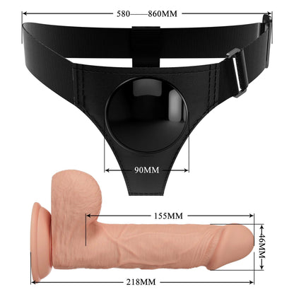 Uprząż strap-on majtkowa Pretty Love Jerry z dildo cielistym 19 cm