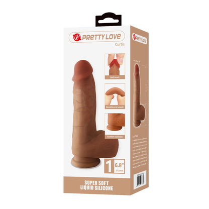 Realistyczne dildo silikonowe Pretty Love Curtis z przyssawką 17 cm