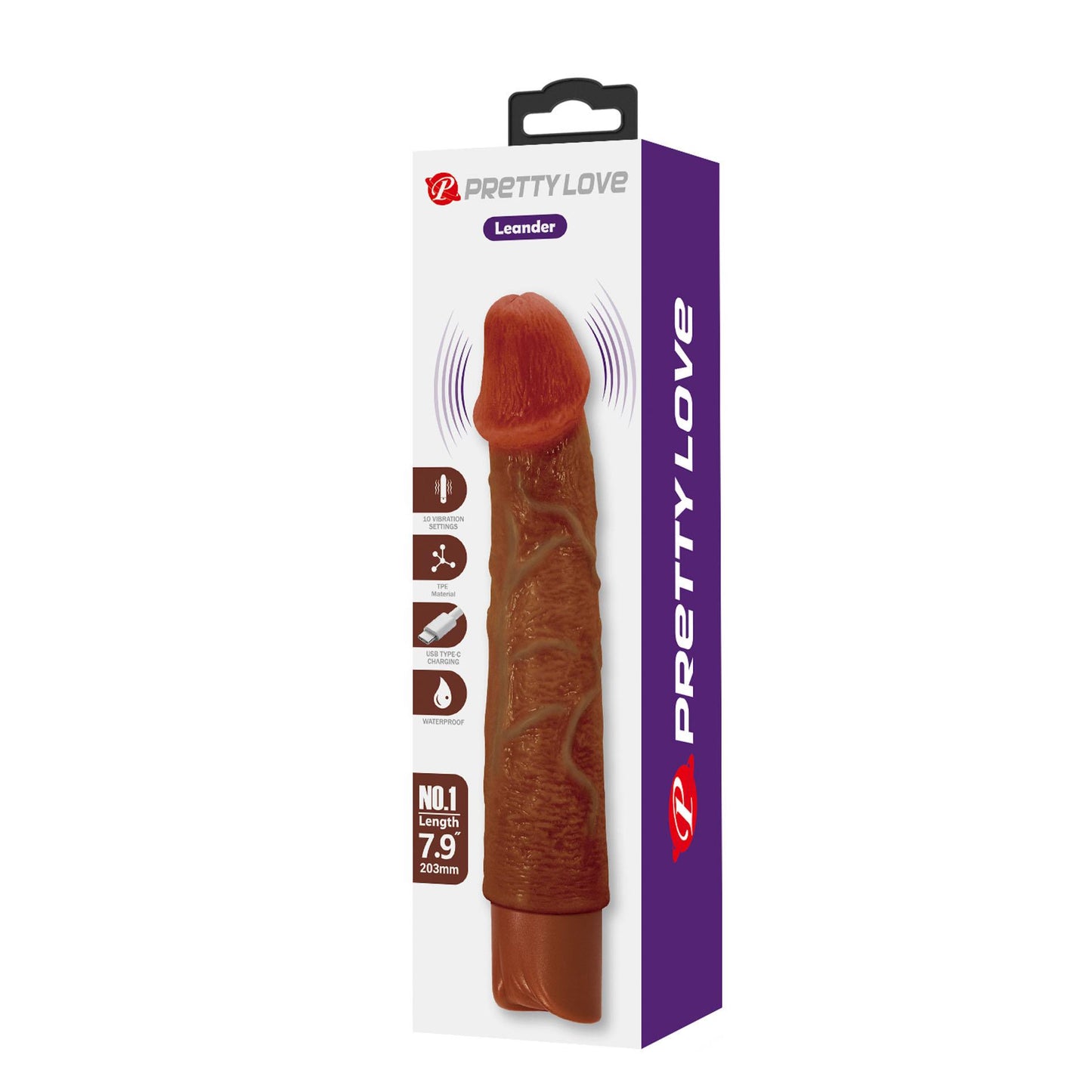 Realistyczny wibrator dildo Pretty Love Osric brązowy USB