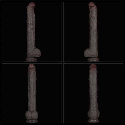 14.5'' Dual Layered Bendable Silicone Cock XXL(Black)