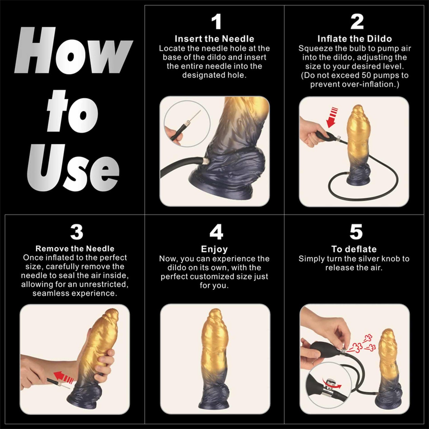 10'' Dual Density Silicone Inflatable Dildo