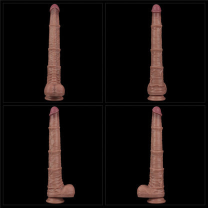 16'' Dual Layered Bendable Silicone Cock XXL(Flesh)