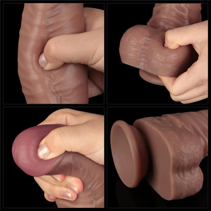 16'' Dual Layered Bendable Silicone Cock XXL(Flesh)