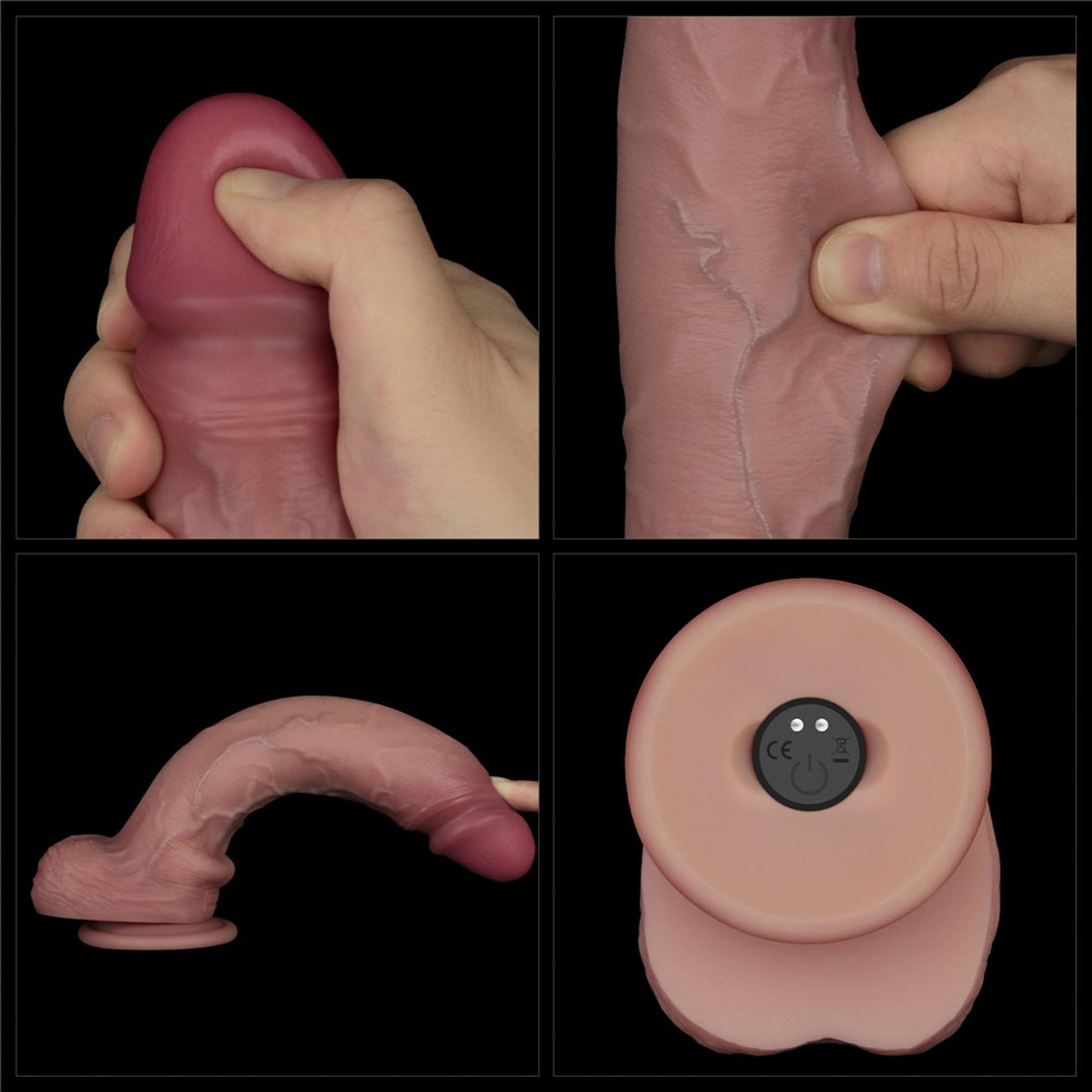 10" Vibrating Sliding Skin Pro II Dual Layer Silicone Dong