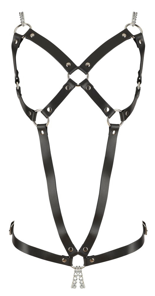 Skórzany harness ZADO z dwoma łańcuchami S L