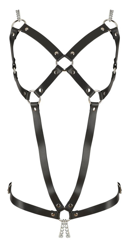 Skórzany harness ZADO z dwoma łańcuchami S L