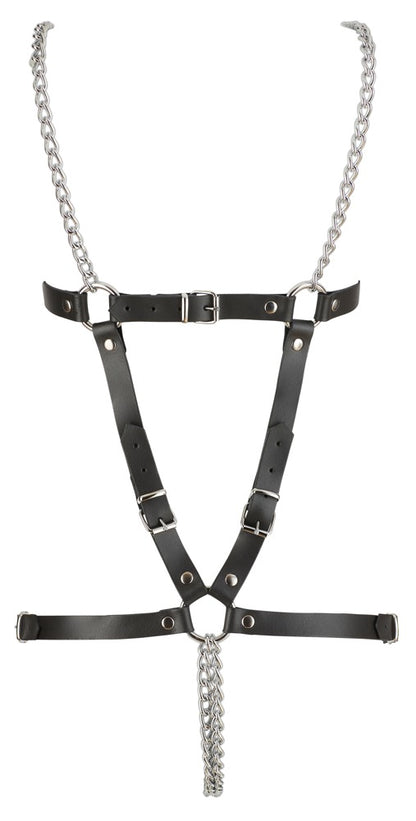 Skórzany harness ZADO z dwoma łańcuchami S L