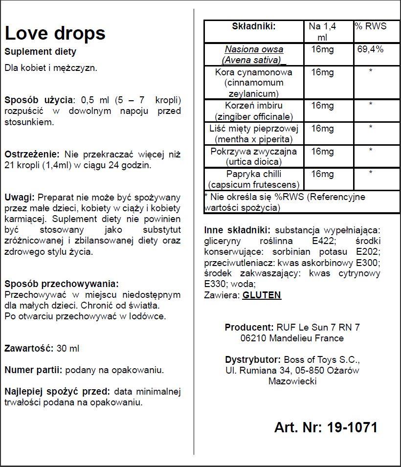 Krople afrodyzjak Love Drops Ruf 20 ml