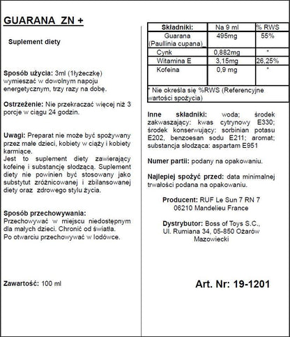 Suplement diety afrodyzjak Aphrodict Guarana Zn 100 ml