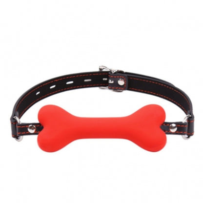 Knebel silikonowy w kształcie kości Kinky Pleasure czerwony