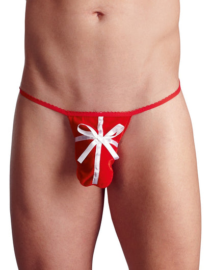 Stringi męskie czerwone aksamitne z wstążkami Svenjoyment SL
