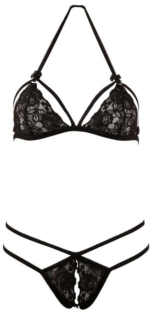 Komplet koronkowy Cottelli LINGERIE czarny S