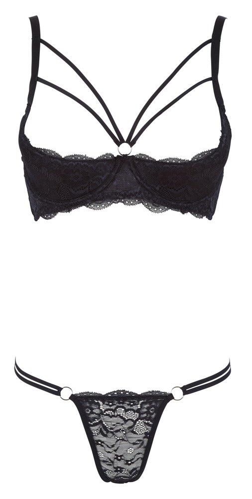 Biustonosz półkowy koronkowy Cottelli LINGERIE czarny 75B
