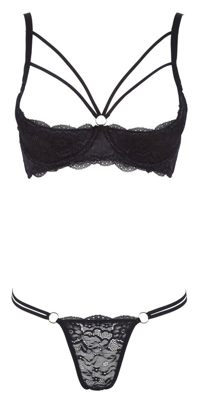 Biustonosz półkowy koronkowy Cottelli LINGERIE czarny 75B