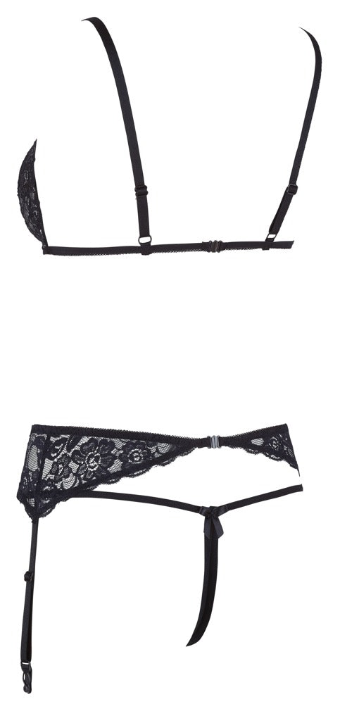 Komplet Cottelli Lingerie koronkowy z otwartym krokiem M