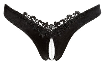 Stringi z perełami Cottelli Lingerie czarny XL