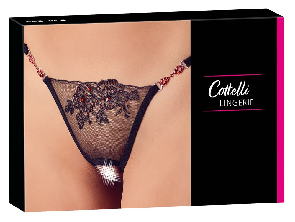 Stringi Cottelli LINGERIE czerwone z kamieniami M/L