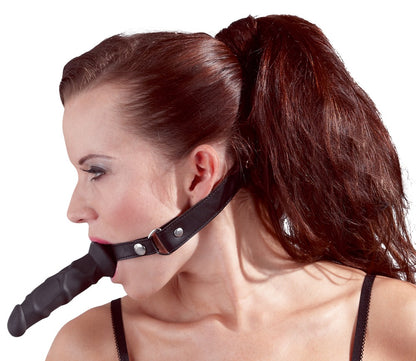 Knebel z dildo Fetish Collection czarny silikonowy 12 cm