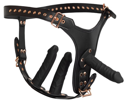 Strap on Bad Kitty z trzema dildami silikonowymi 2XL