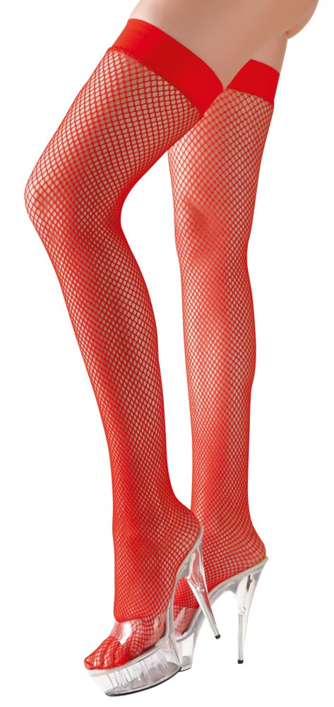 Pończochy z siatki rybackiej Cottelli LEGWEAR czerwone S
