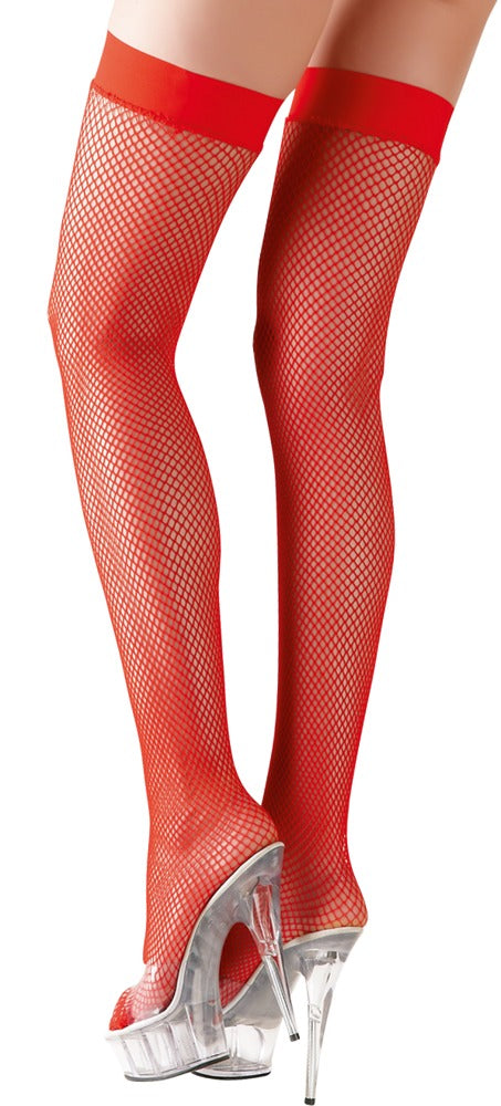Pończochy z siatki rybackiej Cottelli LEGWEAR czerwone S