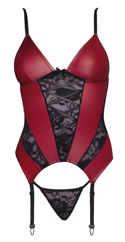 Koszulka z podwiązkami Cottelli LINGERIE czerwono czarna L