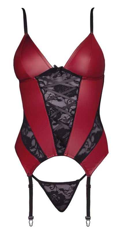 Koszulka z podwiązkami Cottelli LINGERIE czerwono czarna L