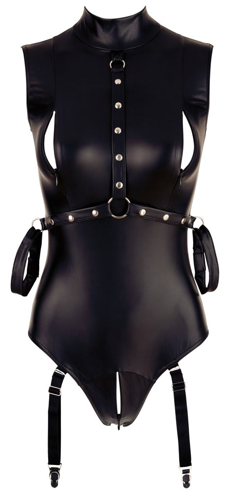 Body z szelkami Cottelli BONDAGE czarne M