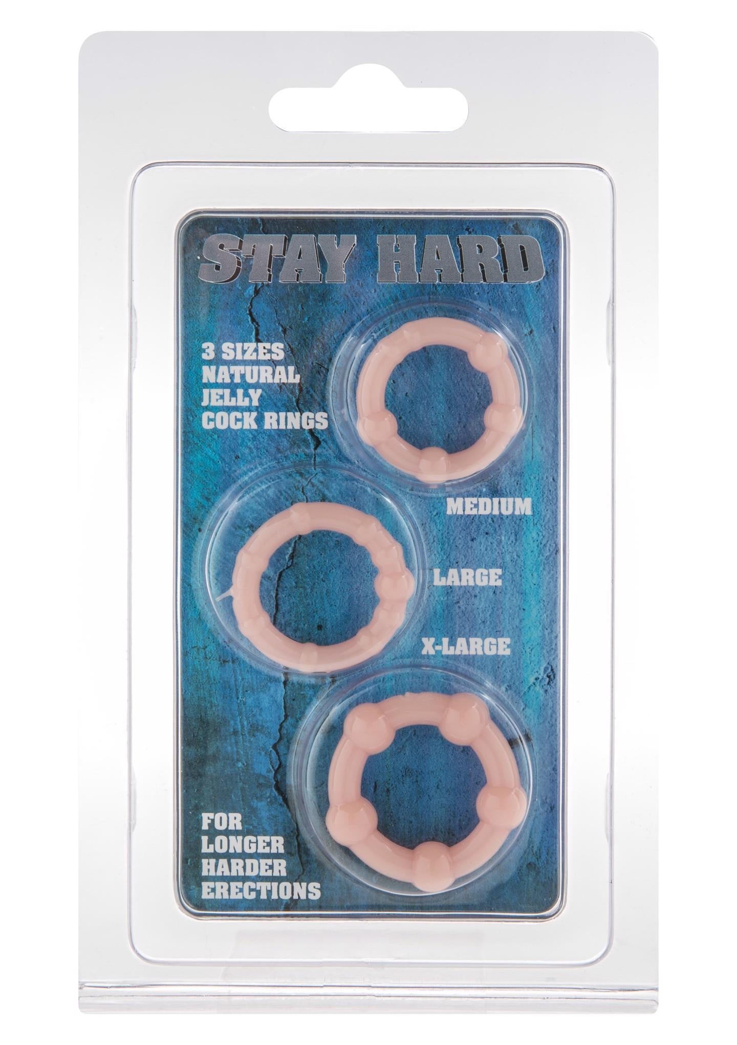 Pierścień erekcyjny Stay Hard trzy pierścienie silikonowy jasny