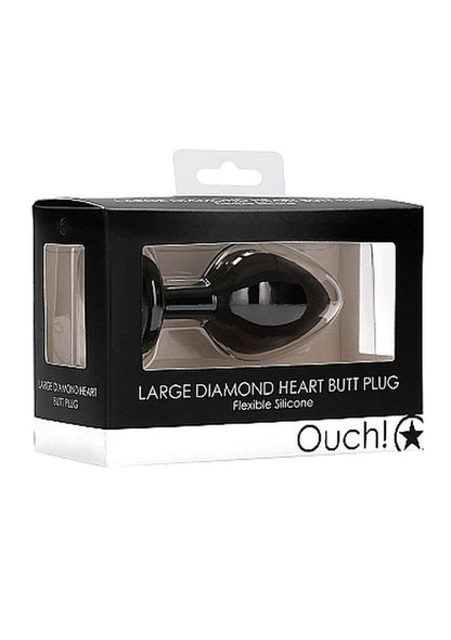 Korek analny Diamond Heart Ouch! silikonowy duży czarny