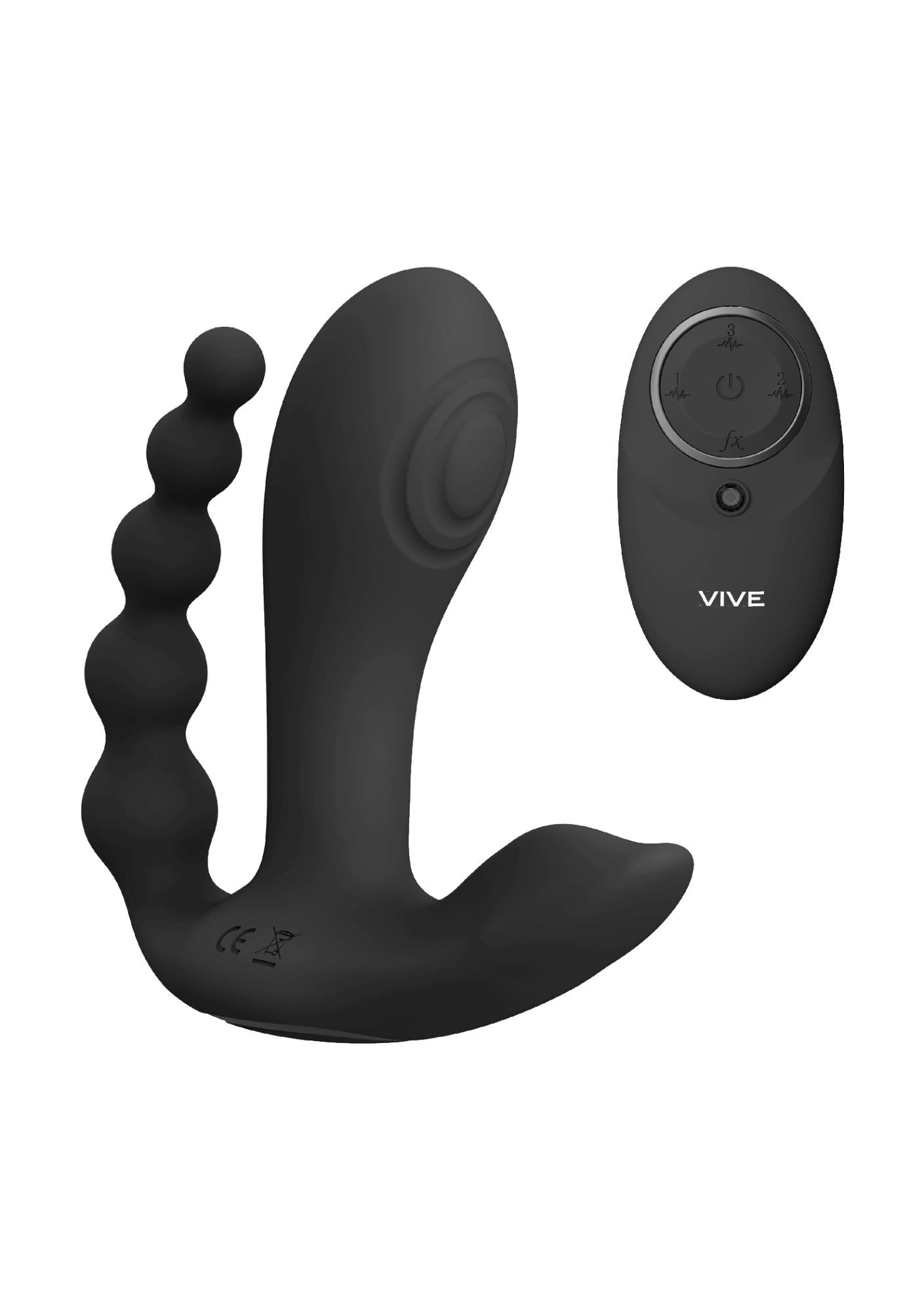 Wibrator analny silikonowy Vive Kata czarny z pilotem USB