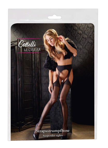 Rajstopy z pasem do pończoch Cottelli LEGWEAR czarne L/XL