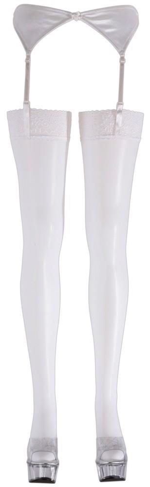 Pończochy białe z koronką Cottelli LEGWEAR