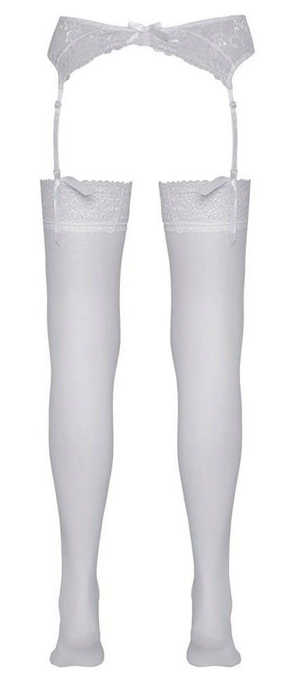 Pończochy z koronką Cottelli LEGWEAR białe 20 den