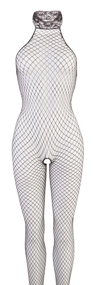 Bodystocking siatkowy z koronką otwarty w kroku czarny M/L NO:XQSE