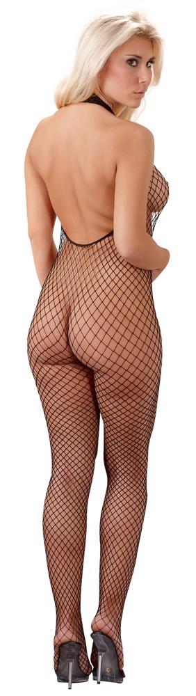 Bodystocking siatkowy z koronką otwarty w kroku czarny M/L NO:XQSE