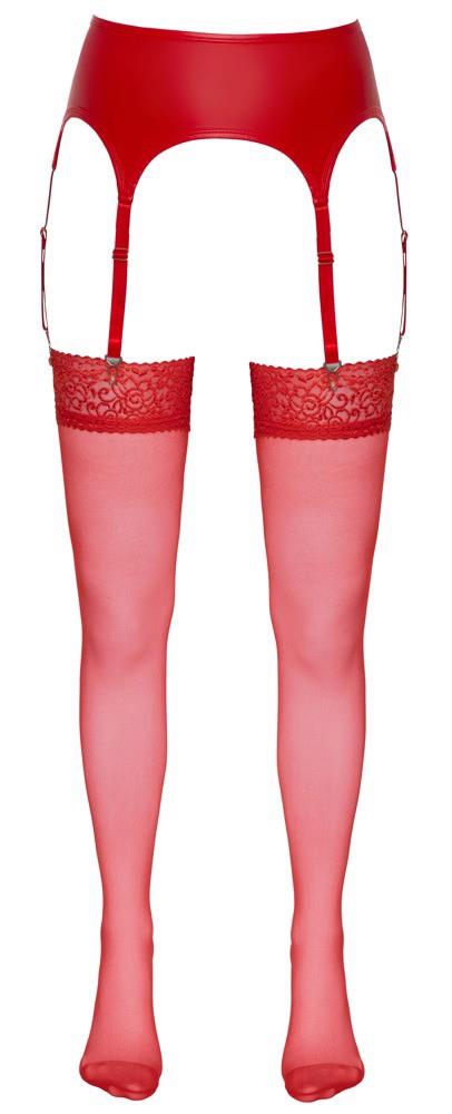 Pończochy z koronką Cottelli LEGWEAR czerwone 20 den