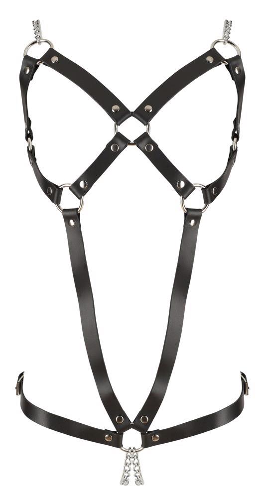 Skórzany harness ZADO z dwoma łańcuchami S L