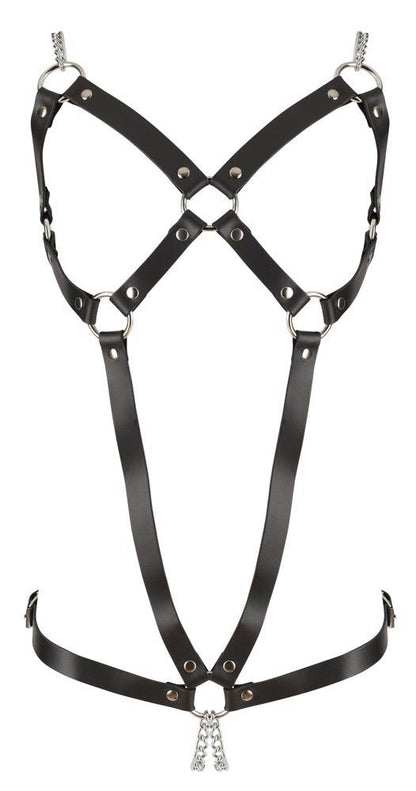 Skórzany harness ZADO z dwoma łańcuchami S L