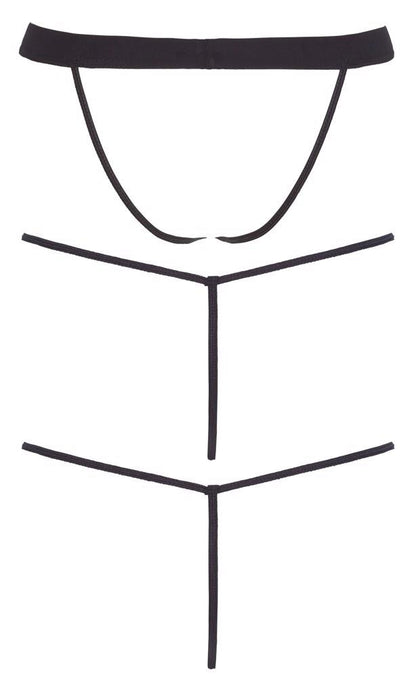 Zestaw 3 czarnych stringów męskich wetlook Svenjoyment SL