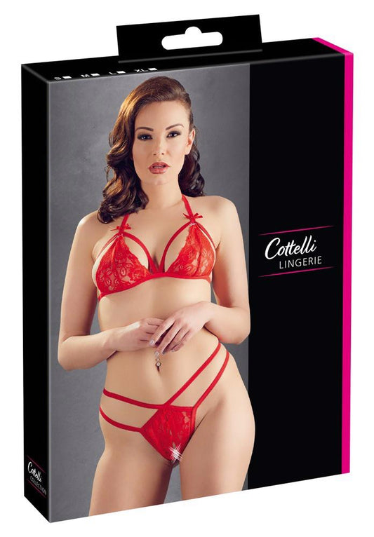 Komplet bielizny koronkowej Cottelli LINGERIE czerwony L
