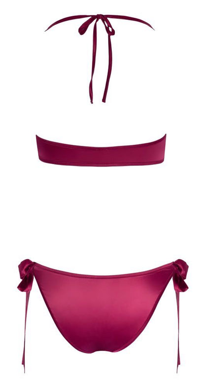 Komplet bielizny z kokardkami Cottelli LINGERIE czerwony S/M