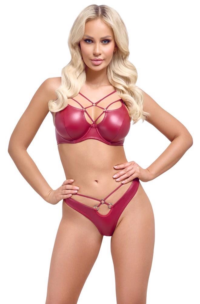 Komplet bielizny Cottelli LINGERIE czerwony wet look 85B