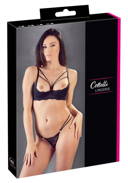 Biustonosz półkowy koronkowy Cottelli LINGERIE czarny 75B